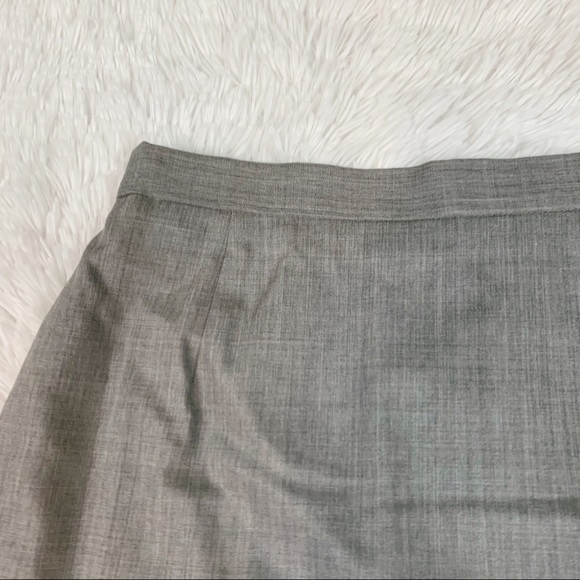 Escada wool blend straight pencil skirt knee length in gray high waisted slit - Picture 8 of 13
